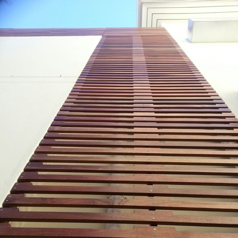 Timber slat ceiling feature